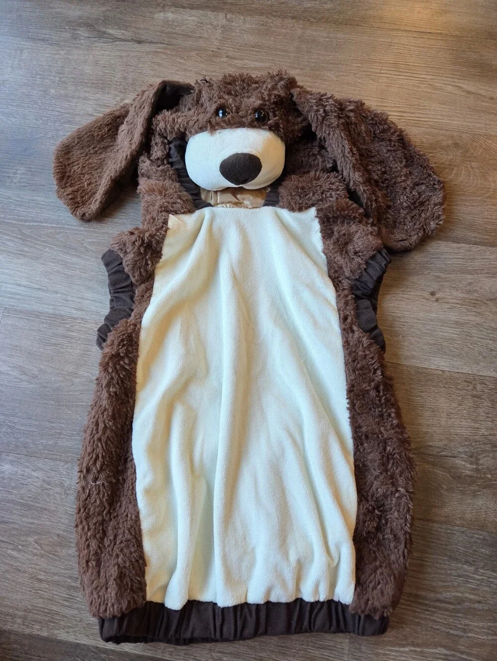 Brown Puppy Dog Halloween Costume Plush Hooded Jumpsuit Toddler size 4-6
